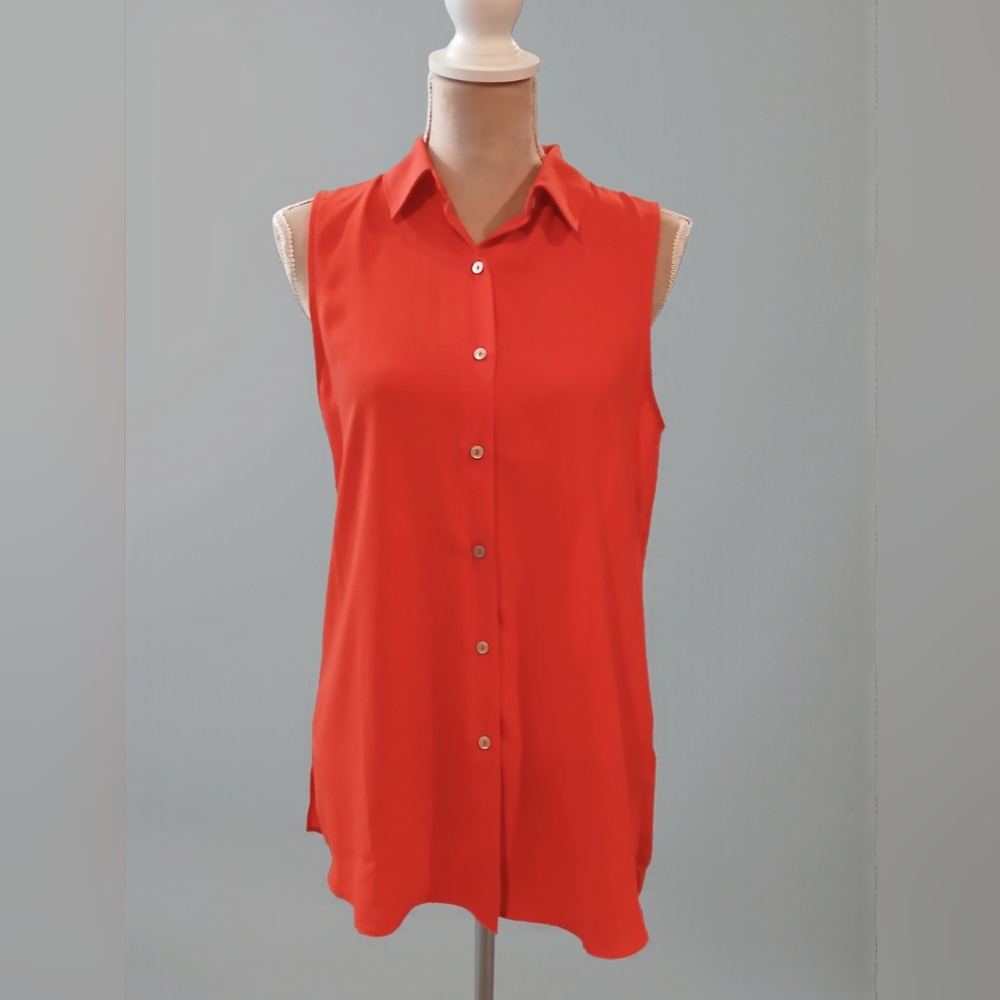 Rachel Zoe Red Sleeveless Tunic Blouse Womans Medium Lightweight Holiday Capsule